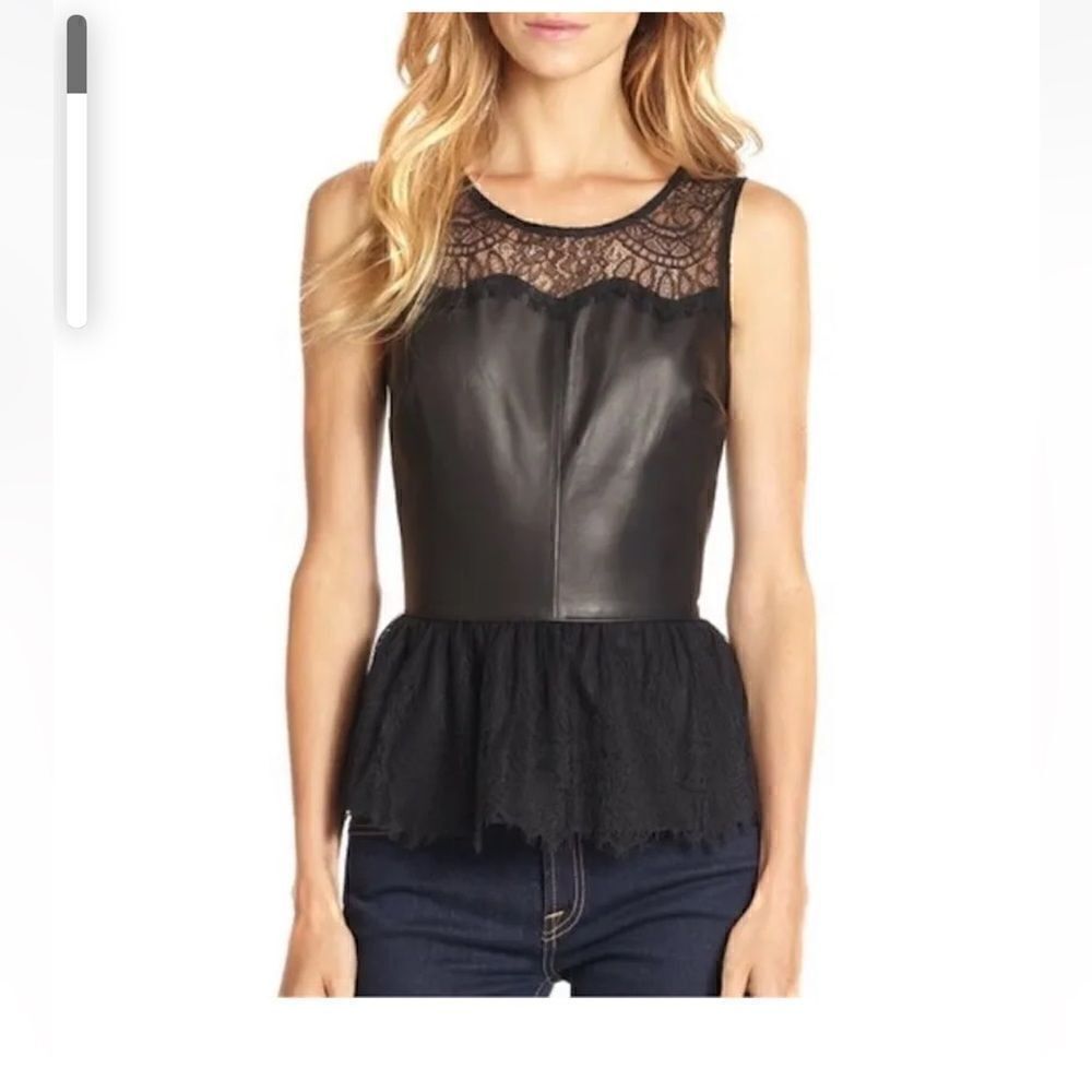 PJK Patterson Patterson J Kincaid Bien Tank Moonless Night Lace & Leather Size S